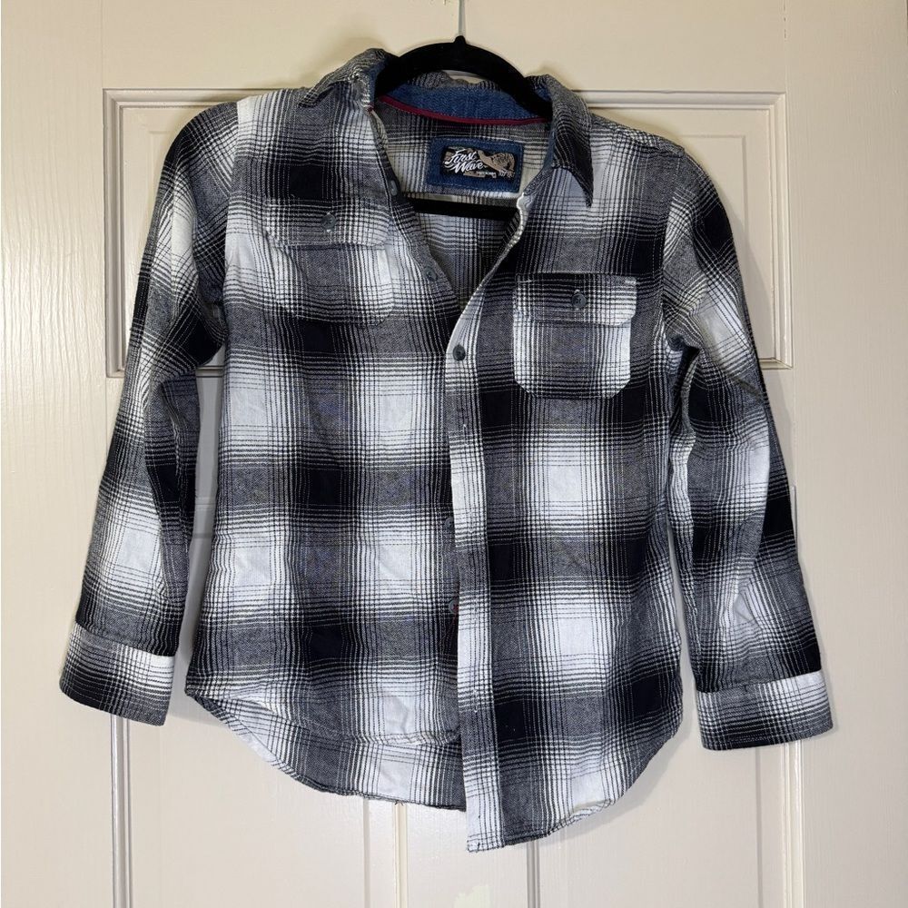 Kids Boys First Wave Collared Buttom Down Shirt Sz 10/12